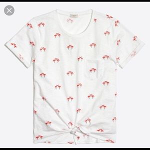 J Crew flamingo tie-front t-shirt